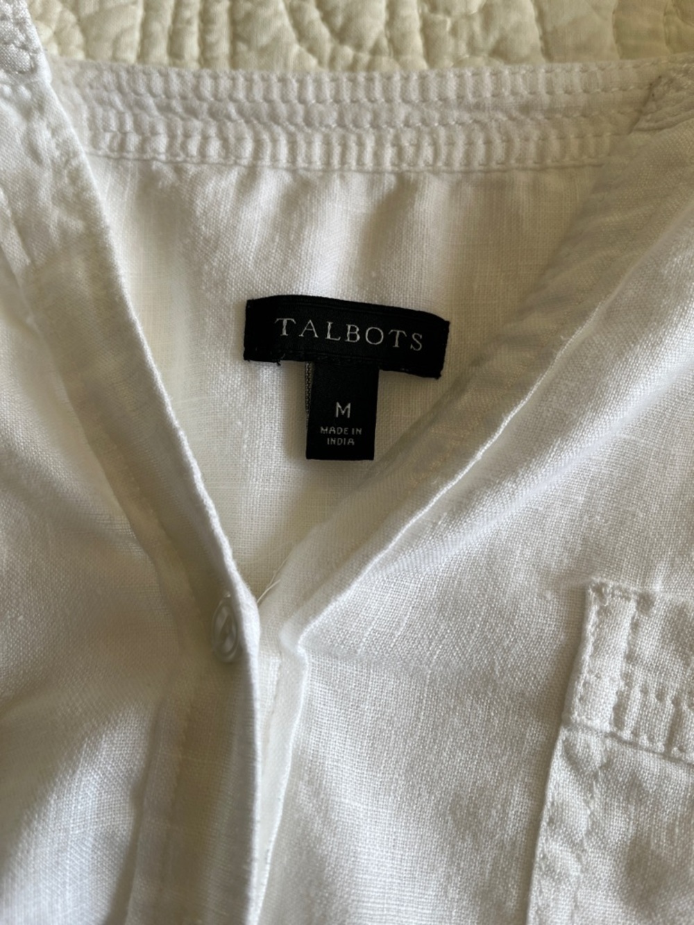 Talbots Linen Button-Front Lightweight Tunic Top White Women's Medium Beachy - Picture 2 of 14
